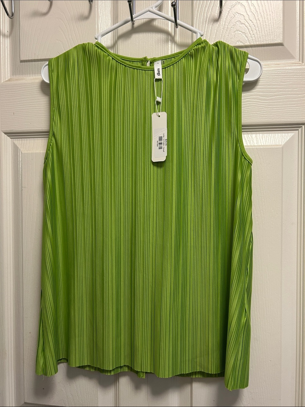 glam Lime Green Pleated Sleeveless Blouse